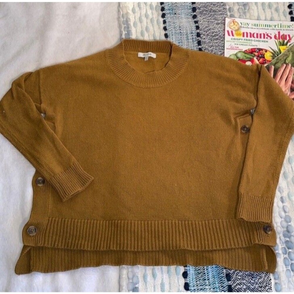 Madewell Button Embellished Cotton-Blend Sweater- xxs